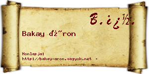 Bakay Áron névjegykártya